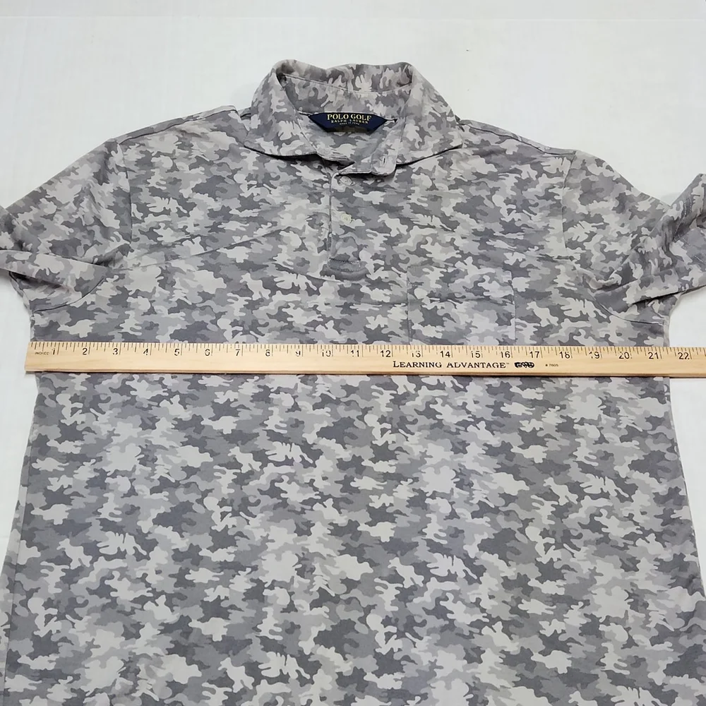 Polo Golf Ralph Lauren Polo Shirt M Gray Camo Performance Cotton Mens Medium
